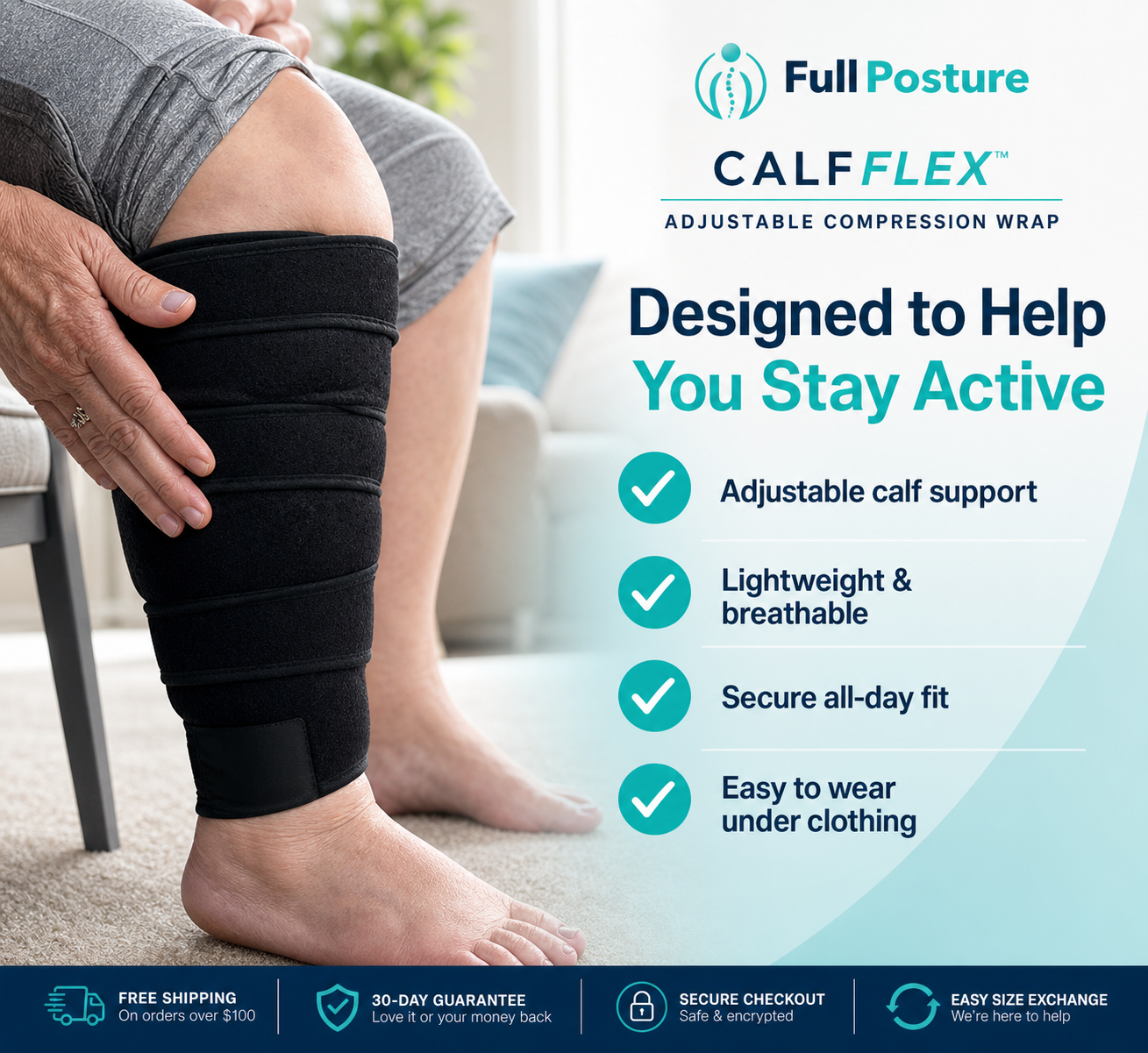 FullPosture™ CalfFlex Adjustable Compression Wrap