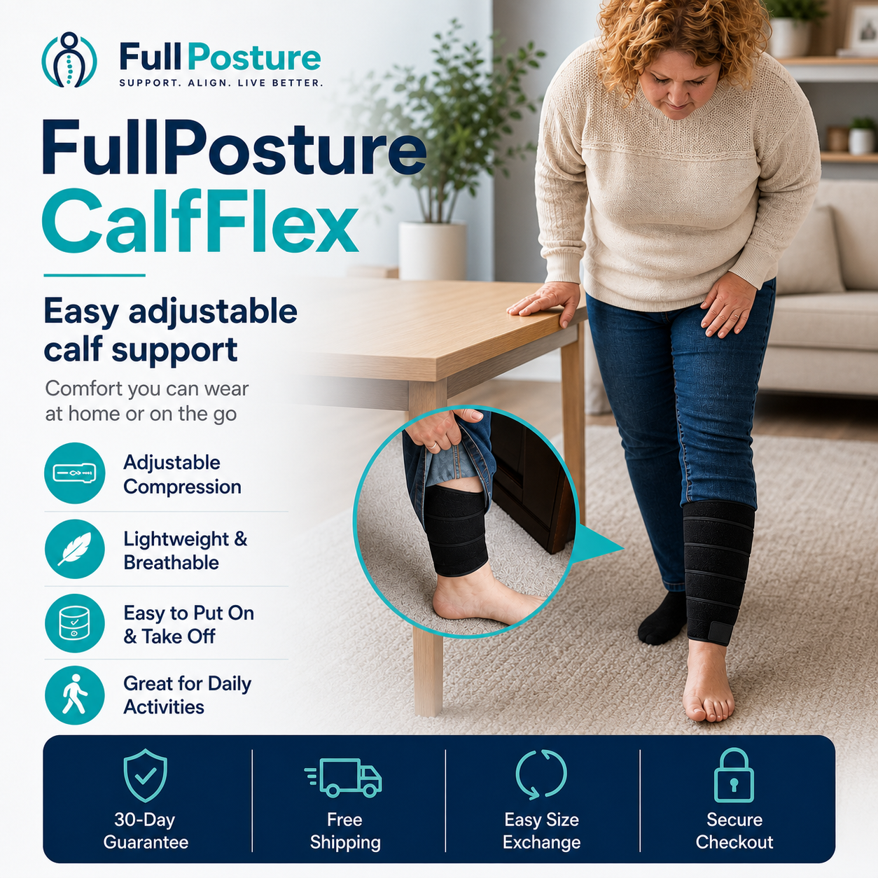 FullPosture™ CalfFlex Adjustable Compression Wrap